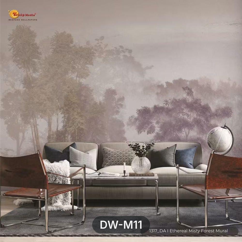 Ethereal Misty Forest Mural