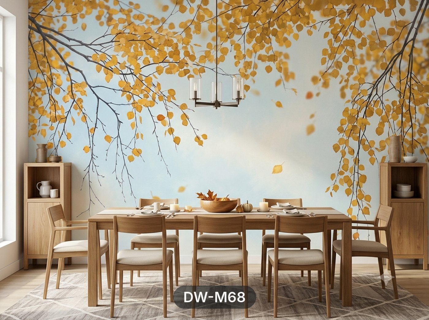 Golden Autumn Branches Mural wallpaper