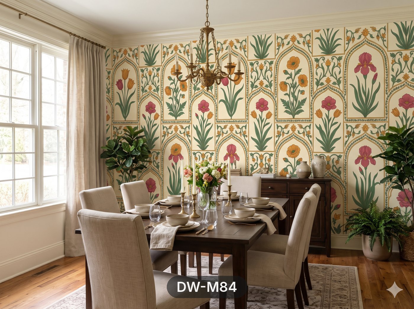 Mughal Marigold & Tulip Arch Wallpaper wallpaper