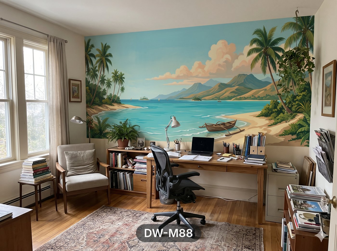 Tropical Beach Cove Mural wallpaper