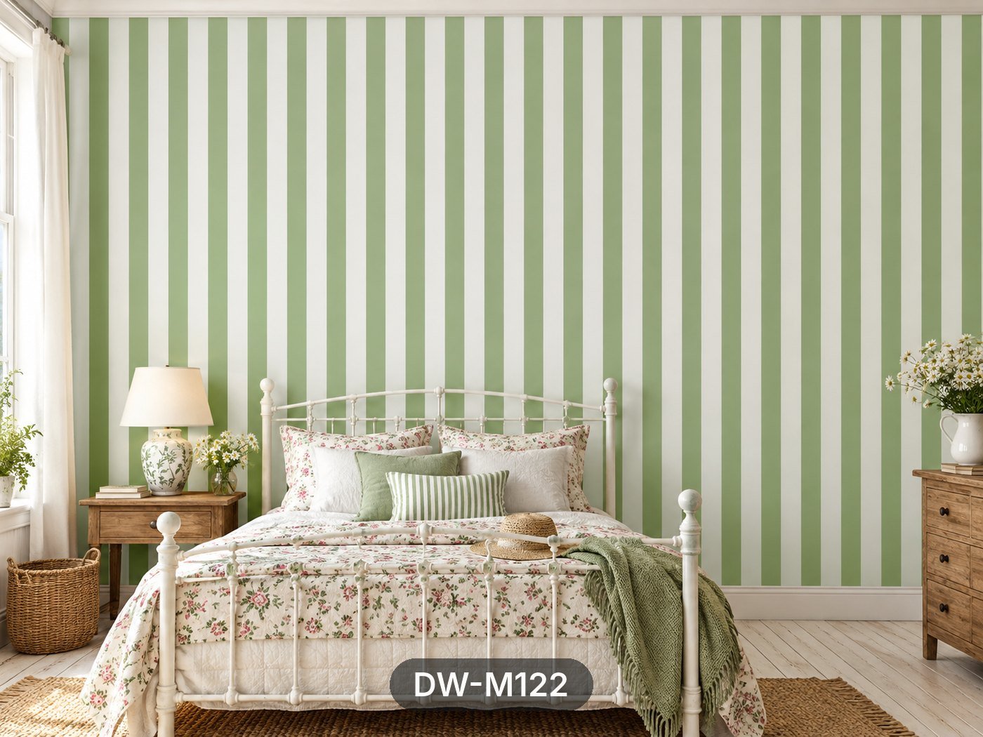 Green & White Cabana Stripe Wallpaper wallpaper