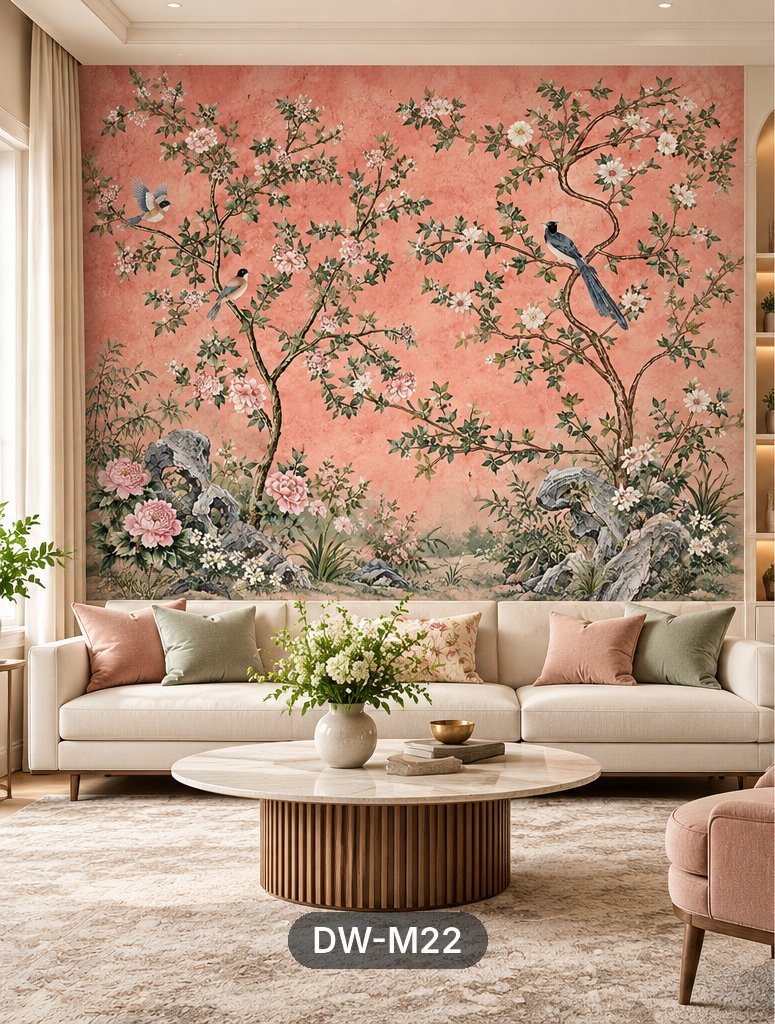 Blush Chinoiserie Branch Mural wallpaper