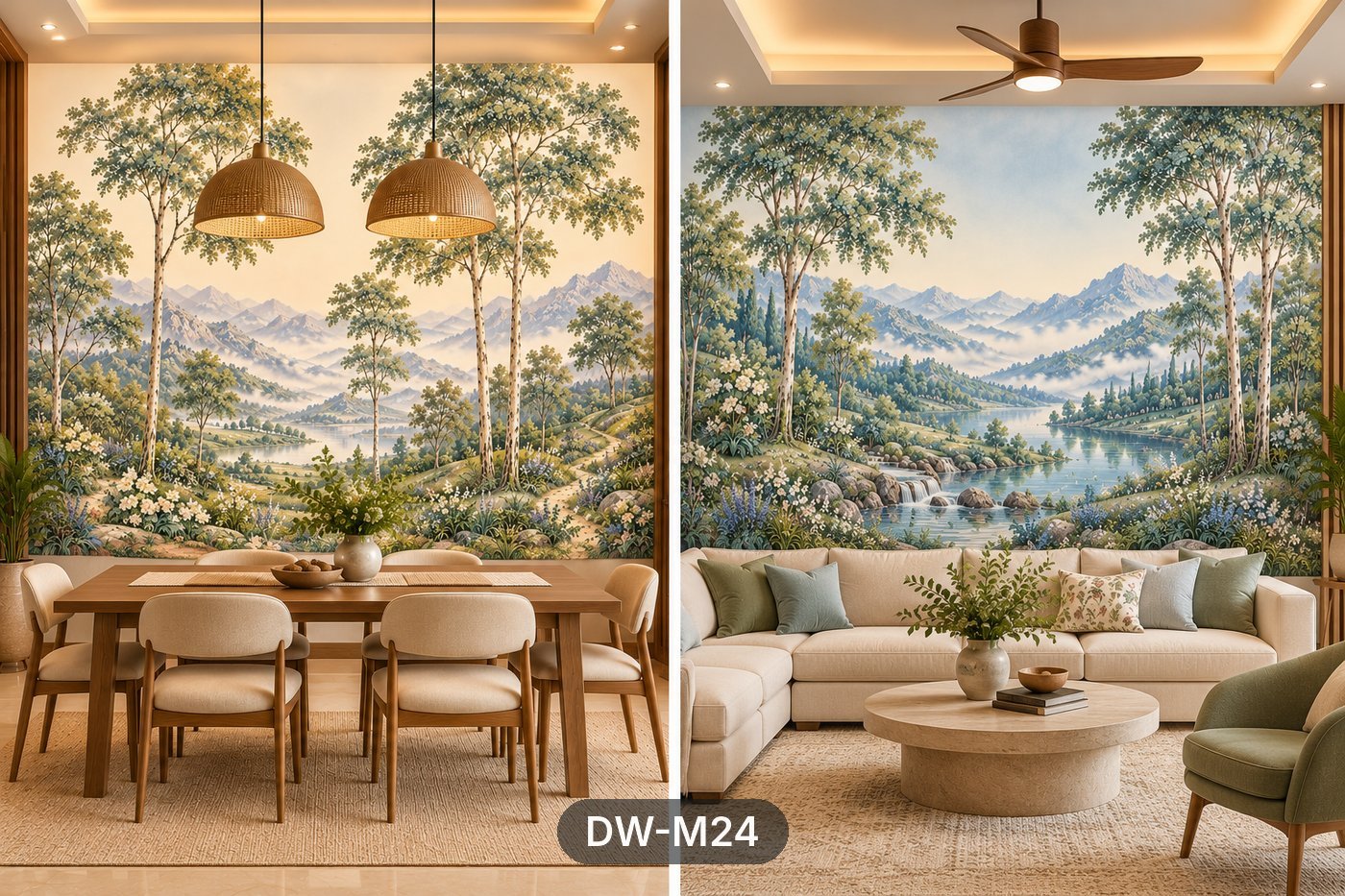 Misty Mountain Trees Mural