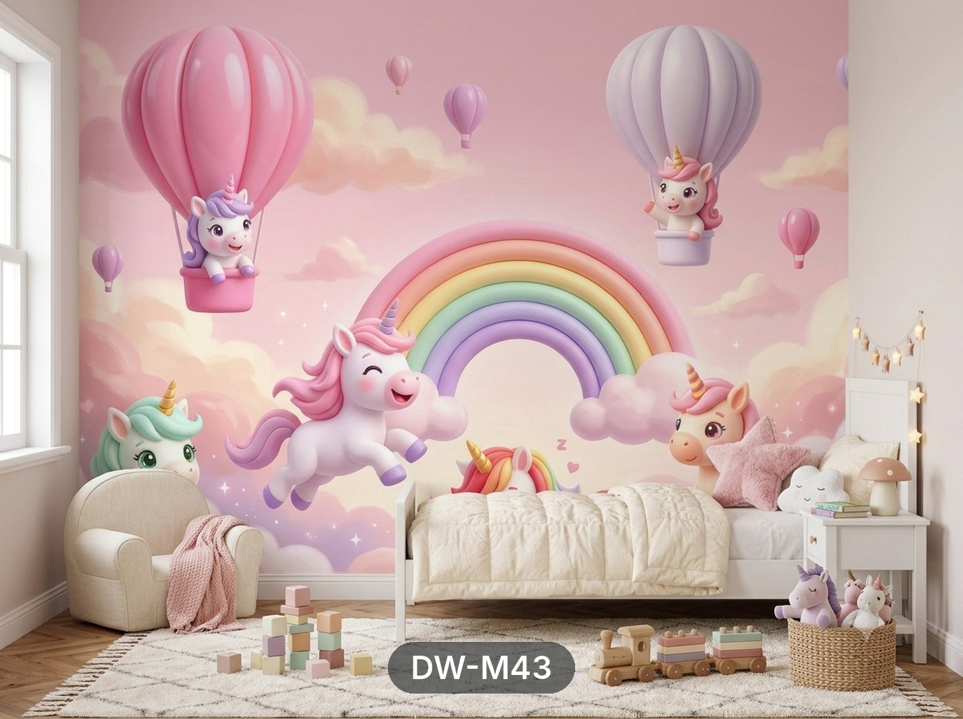 Pink Unicorn Rainbow Kids Mural wallpaper