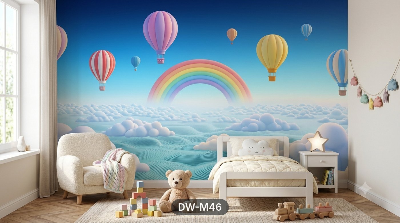 Rainbow Above the Clouds Kids Mural wallpaper